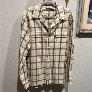 Ralph Lauren Cream and Brown Plaid Shirt